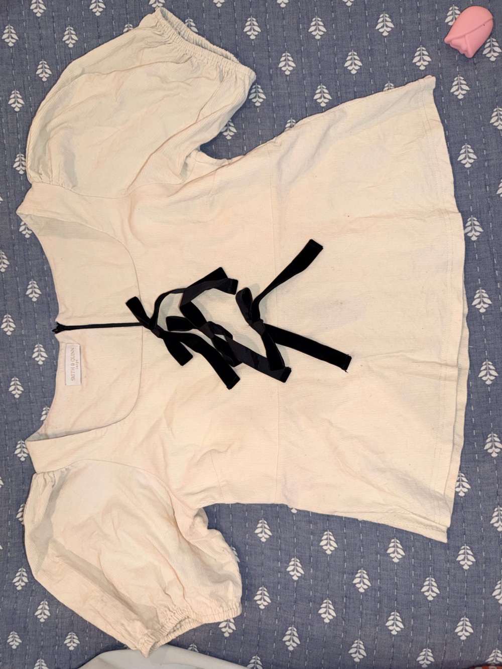 Smith & Quinn Cream Top with Black Velvet Bows